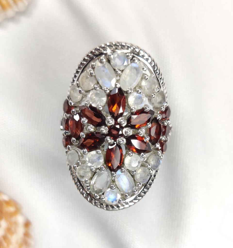 Sterling Silver Gemstone Ring: Two-Tone Design