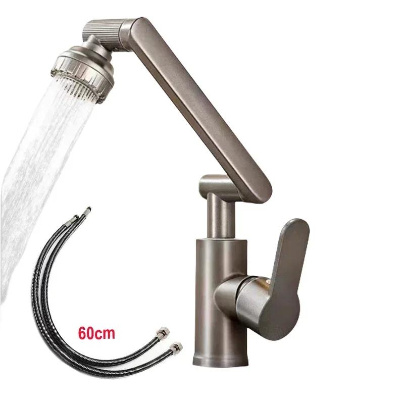 Смеситель для раковины в ванной комнате, вращающийся на 1080 градусов, для горячей и холодной воды, брызгозащищенный смеситель для раковины из сплава, смеситель для раковины с одной ручкой