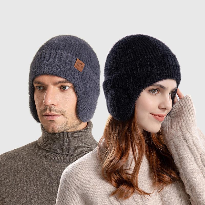 Winter Warm Cap Men's Women's Plush Knitted Wool Cap Cold Ear Protection Cap