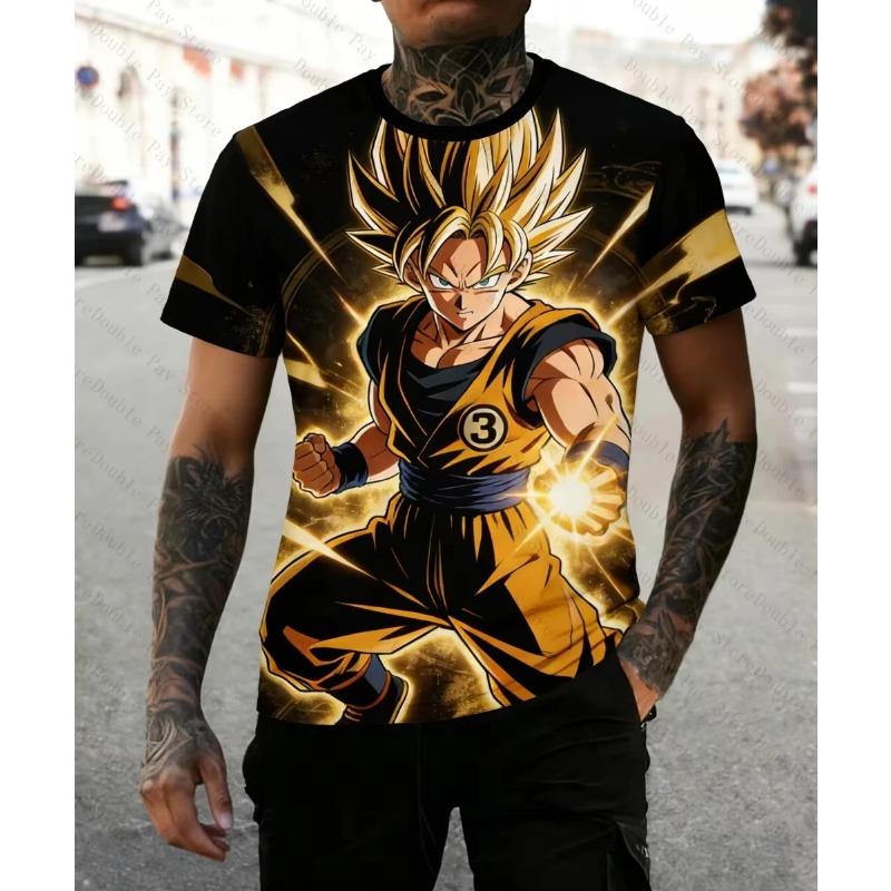 Летняя футболка Dragon Ball 2026 Детские Топы Футболка Аниме Фигурки Сон Гоку Супер Сайян Футболка Футболки для Мальчиков Детские С коротким рукавом