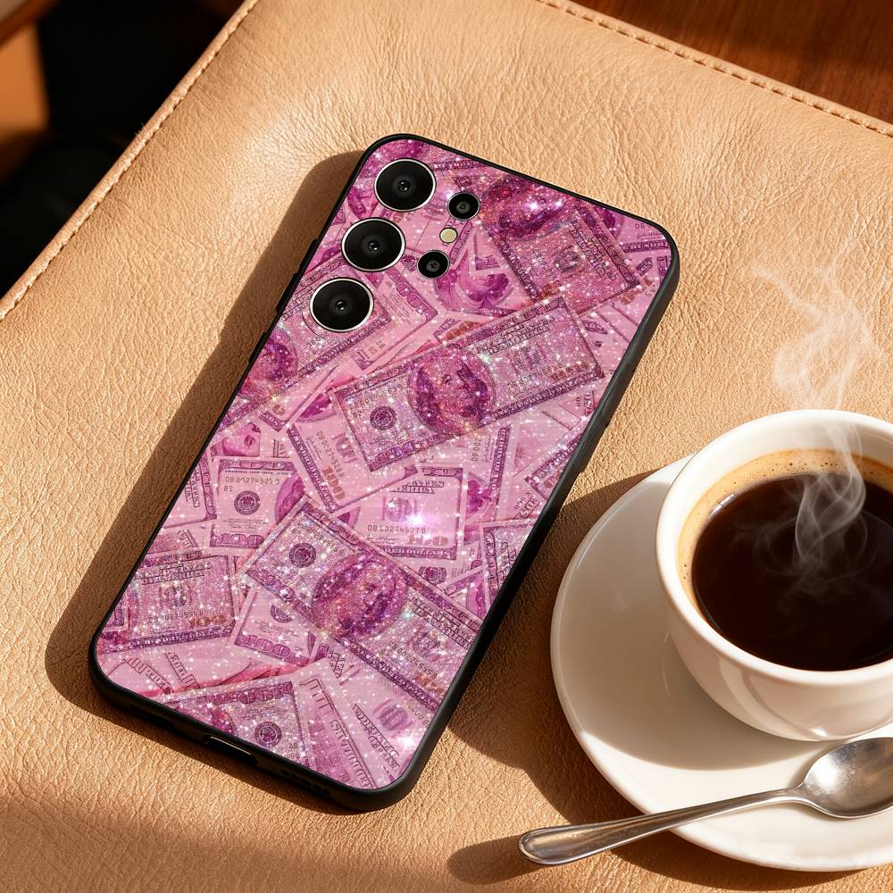 Чехол для телефона-банкноты P-Pink D-Dollars для Samsung S25, S24, S21, S22, S23, S30, Ultra, S20, FE, Lite, 10, 9, Черная крышка