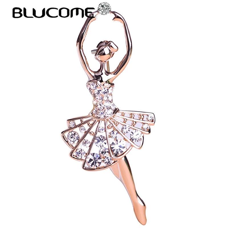 Blucome Dance Girl Brooch Hijab Pins Brooches for Women Dress
