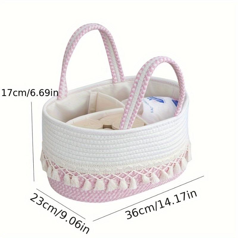 Woven rope multi-grid baby supplies storage basket, large capacity portable household organizer