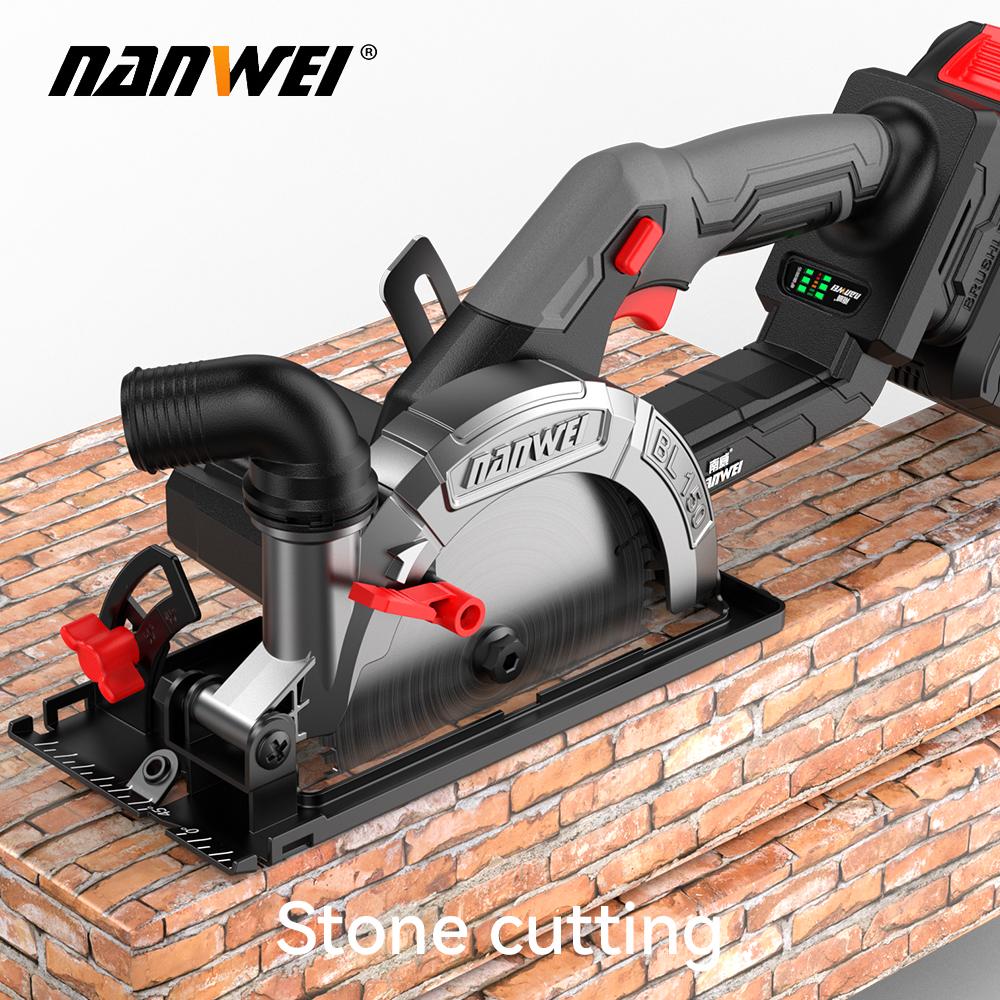 NANWEI Электрическая дисковая пила 6", бесщеточная, 21 В, регулируемый угол, 6800 об/мин