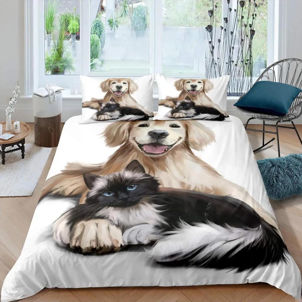 3D цифровая печать 2/3 шт животное кошка узор пододеяльник наволочка двуспальная кровать покрывало одеяло мягкий микрофибра постельное белье комплект