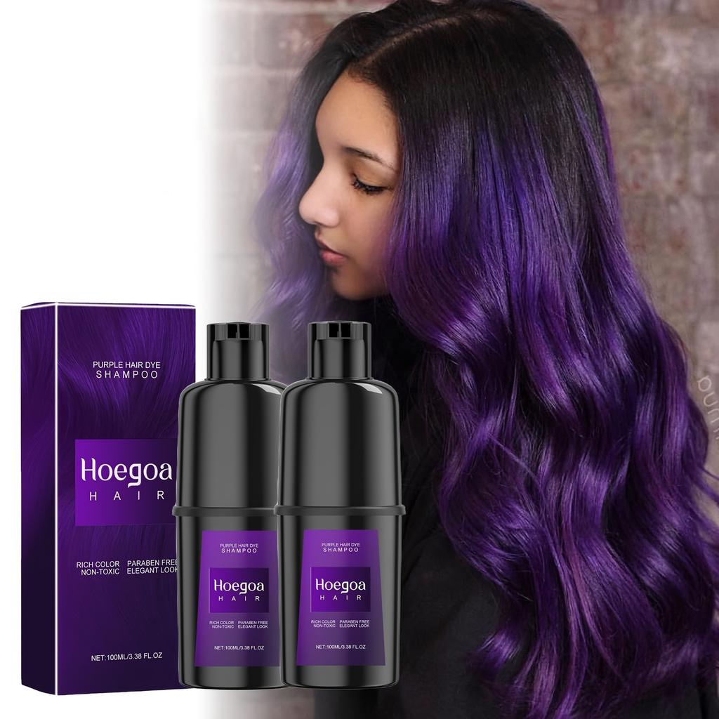 Gentle Easy-to-Color Two Boxes of 100ml Purple Hair Shampoo - Long-lasting DIY Hair Shampoo