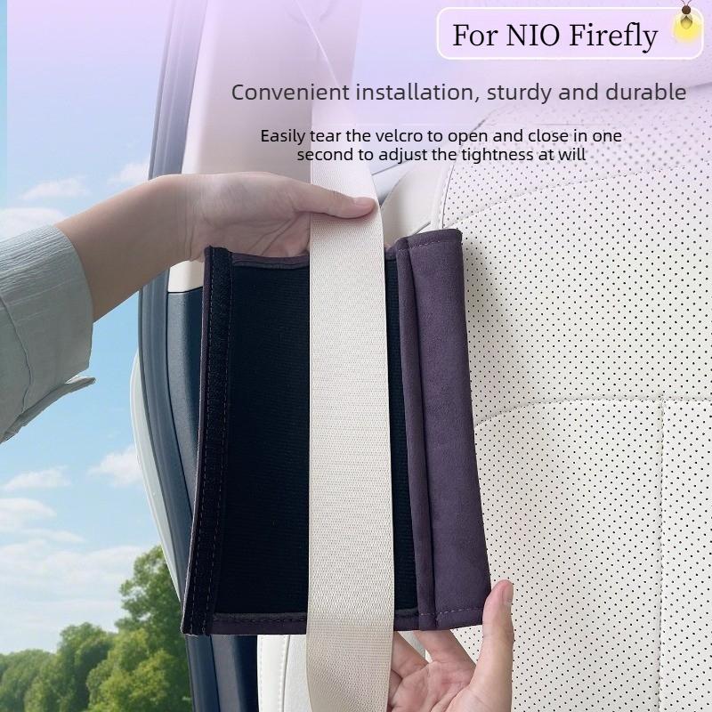Extended Shoulder Protector and Seat Belt Sleeve in Suede for NIO Firefly Comfortable Interior Decoration Accessory
