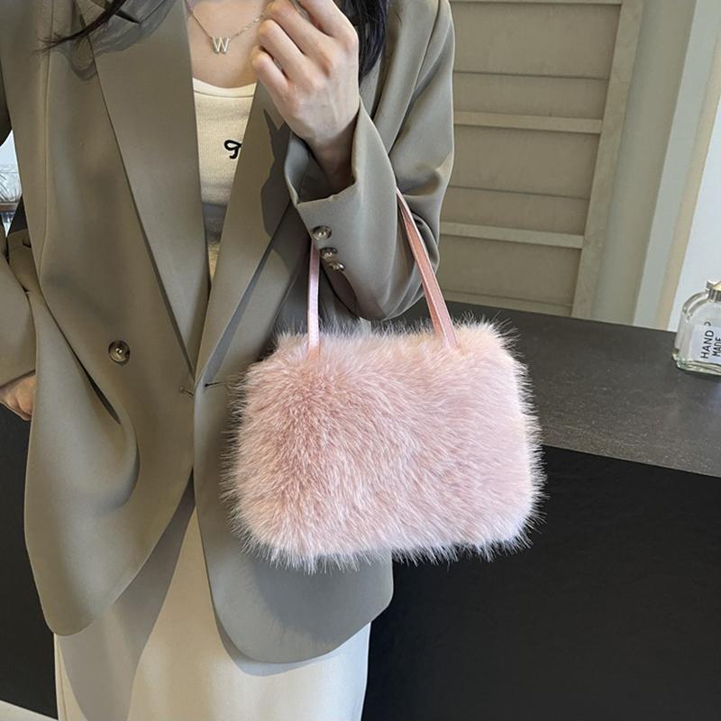 New Plush Bag Winter Women Fashion Handbags Cloud Faux Fur Purse Fashion Casual Women's Shoulder Bag Fluffy Bag