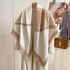 Korean Version Big V Scarf Women'S Imitation Cashmere Square Scarf Thickened Air-Conditioned Room Warm Shawl Cape