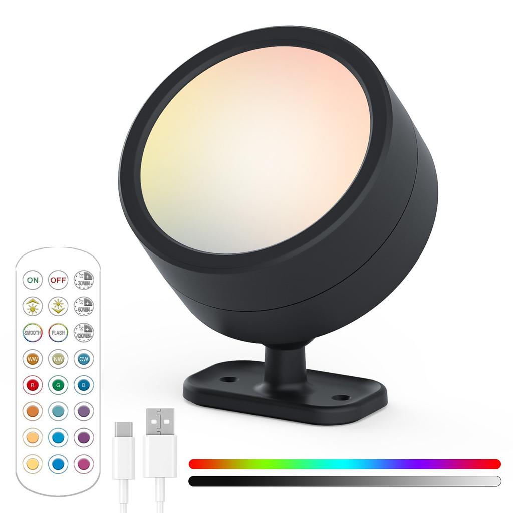 Светодиодный ночник с пультом дистанционного управления, зарядный, бытовой декор, освещение, круглый вращающийся прикроватный настенный светильник