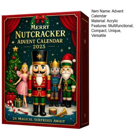 Веселый Щелкунчик Адвент-календарь 2025 24 дня Акриловое украшение с сюрпризом Миниатюры Рождественский Декор для Обратного Отсчета для Елки и Праздничной Экспозиции