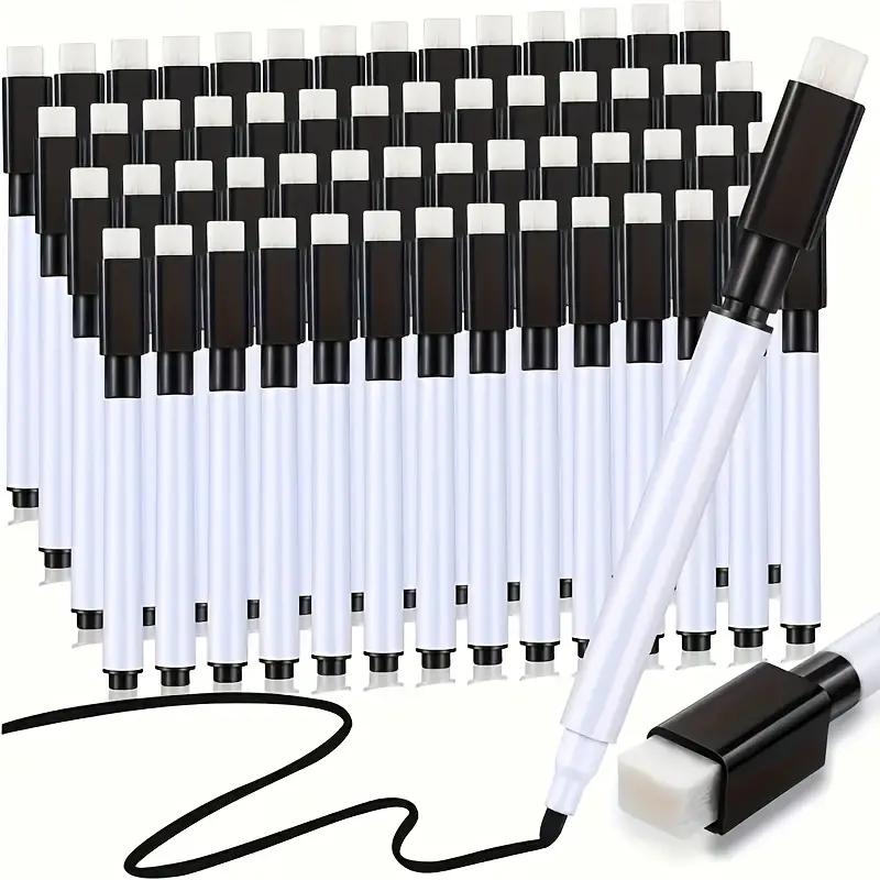 A set of 50 dry erase markers with rubber caps, fine pointed whiteboard markers, lightweight plastic material, suitable for use