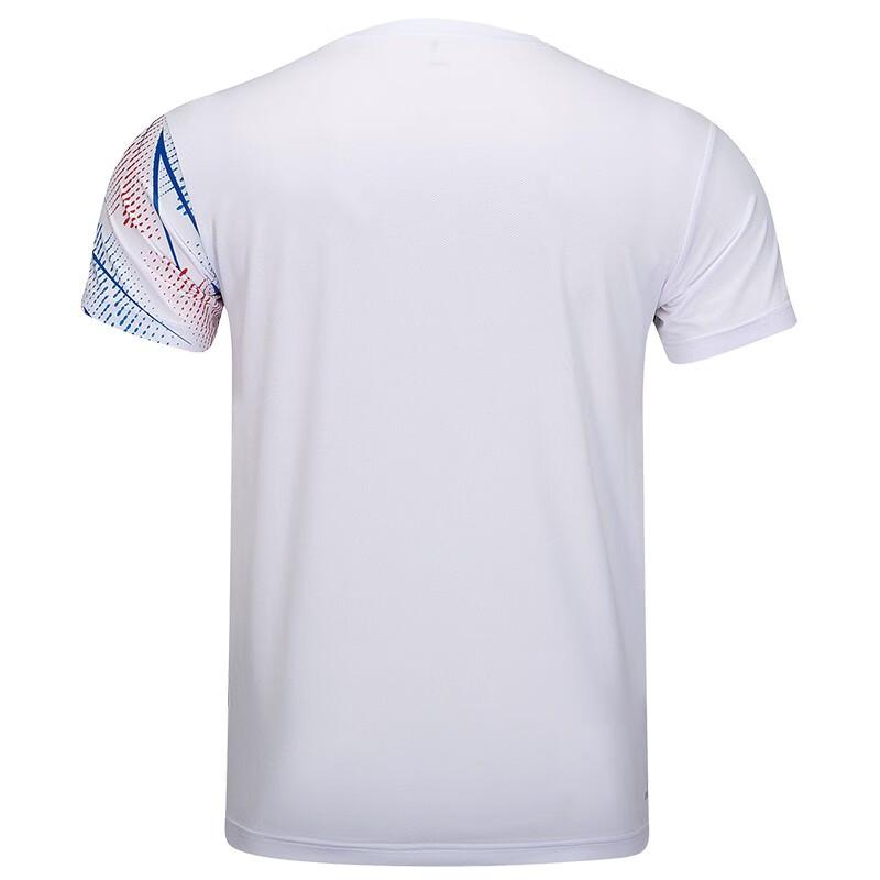 Li-Ning Цветные блоки Спортивная быстросохнущая дышащая футболка с V-образным вырезом в полоску унисекс топы белые AAYT585-3