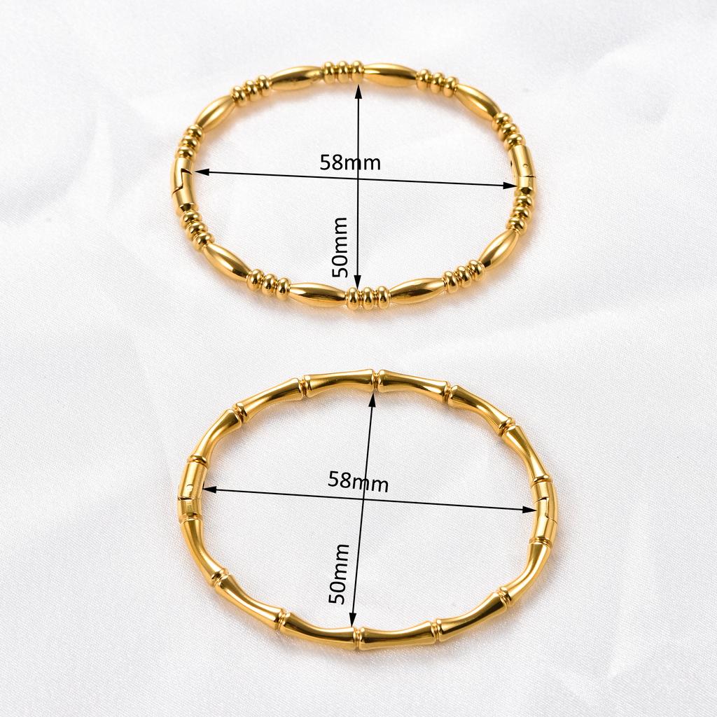 Chic Stainless Steel Bamboo Bangle for Women Openable Cuff Ring Bracelet Wristband Metal Jewelry Accessories Gift for Her