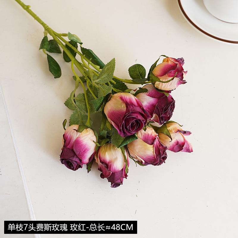 European retro roasted edge rose simulation flower home decoration fake flower wedding bouquet burnt edge simulation rose