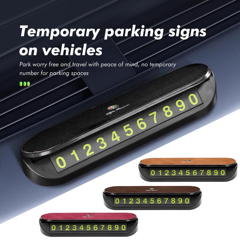 QWAKL1 2026 Hot Alfa Romeo Car Logo Temporary Parking Card Phone Number Plate Auto Accessories For Alfa Romeo Giulietta 940 2010-2014 2