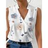 Женские блузки, модные женские топы и блузки с v-образным вырезом без рукавов и принтом, повседневная белая майка, женская рубашка с открытыми плечами, топ Blusas De Mujer