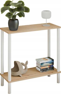 Konsola Loft Z Półką 80X30X80 Cm Metalowa Biała Do Przedpokoju
