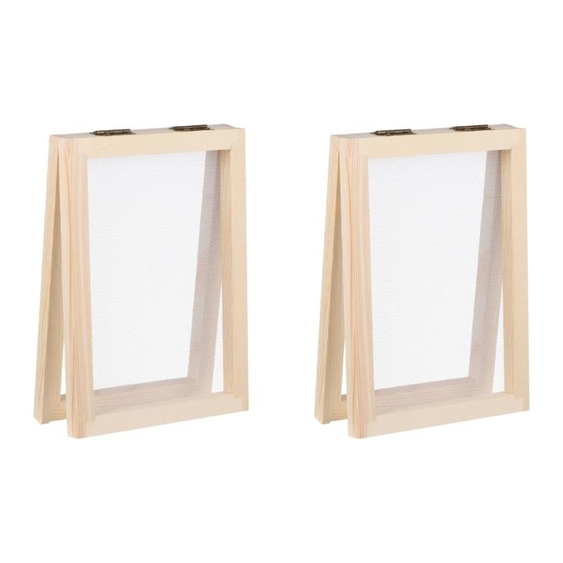 Набор из 2 многофункциональных деревянных форм-сеток для изготовления бумаги, рамы для изготовления бумаги для проектов ручной работы и креативного подарка