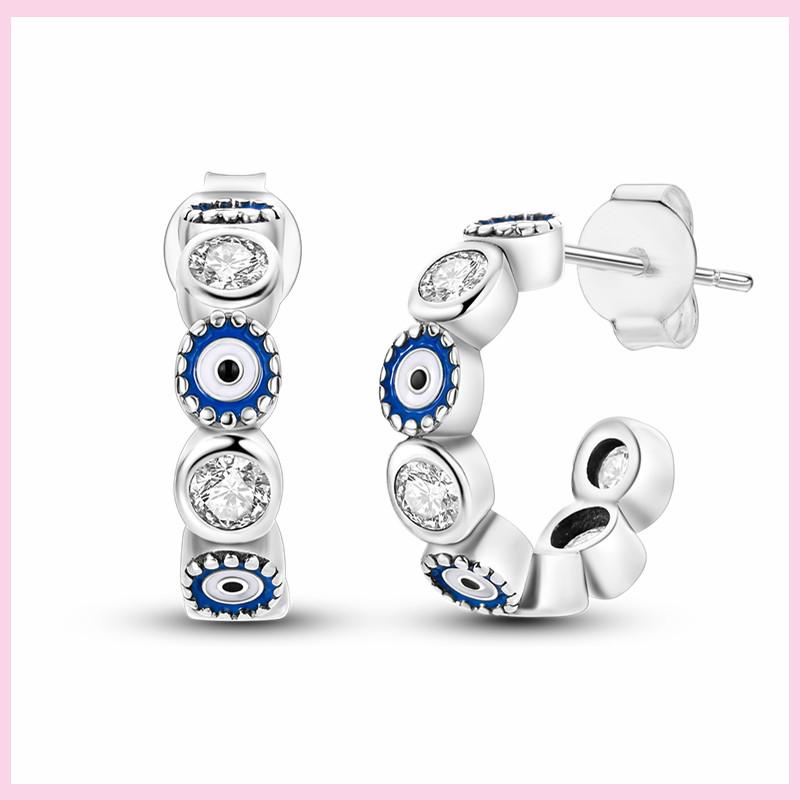 Серьги в виде совы из сияющего голубого циркония, серебряные серьги 925 пробы с дурным глазом для женщин, свадебные, помолвочные, планета, луна, звезда, циркониевые украшения