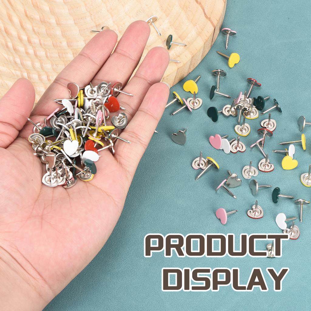 80Pcs Upholstery Tacks Metal Heart-shaped Thumb Tacks Upholstery Nails for Furniture Wall Decorative DIY Project Home Decor