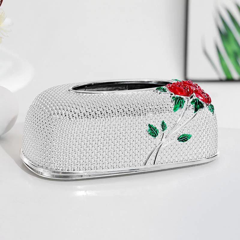 Luxury Rose Tissue Box for Home Living Room Restaurant Coffee Table Desktop Storage Light High Value Tissue Box
