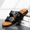 Fashion New Leather Cork Flip-flops Male Couple Retro Summer Wear Muller Slippers Fashion Casual Beach Sandals