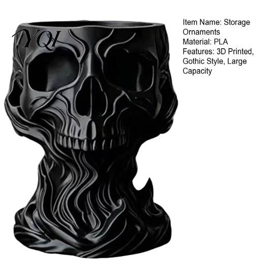 Cool Room Decor for Men 3D Printed Gothic Skull Decorative Catchall Bowl, Storage Holder Key Jewelry Tray Coin Jewelry, Dark Art Desktop Ornament Home