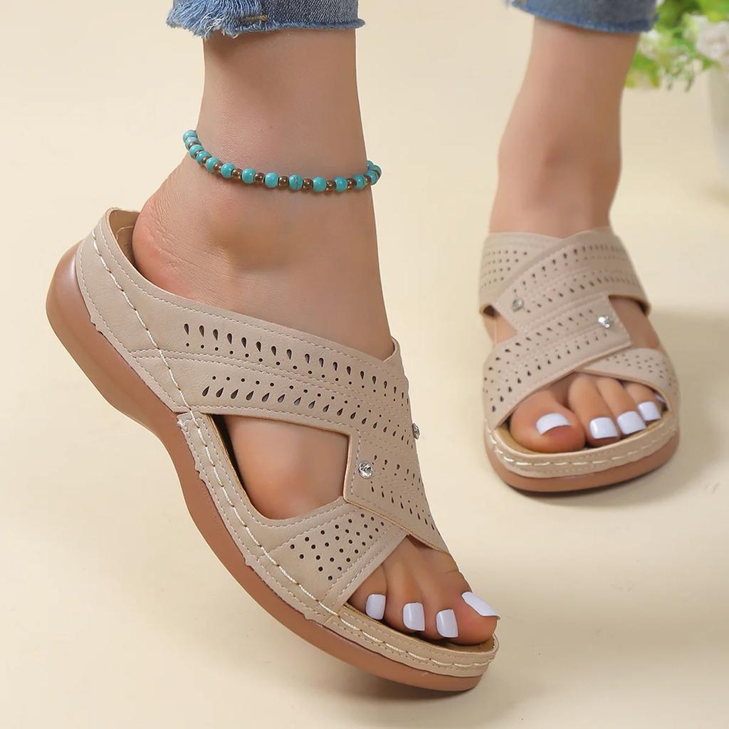 Women Orthopedic Slippers Wedge Sandals Comfy Platform Ladies Casual Big Toe Retro Correction Sandal Plus Size 43
