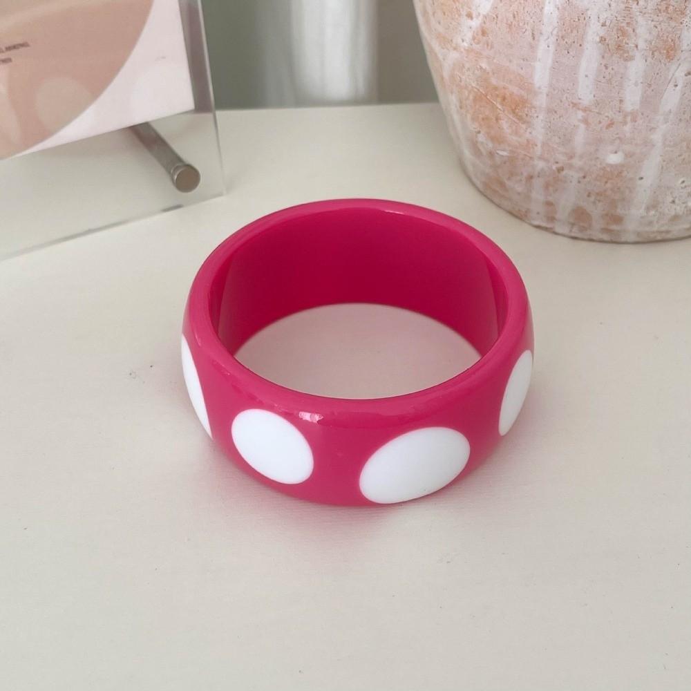 Hip Hop Resin Polka Dot Bangles Round Wide Candy Color Bracelets Fashion Jewelry  Unisex