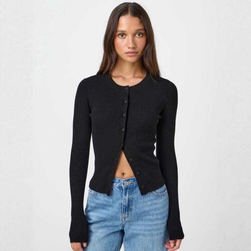 Y2k Fashion Women S Slim Fit Long Sleeve Knit Cardigan With Buttons