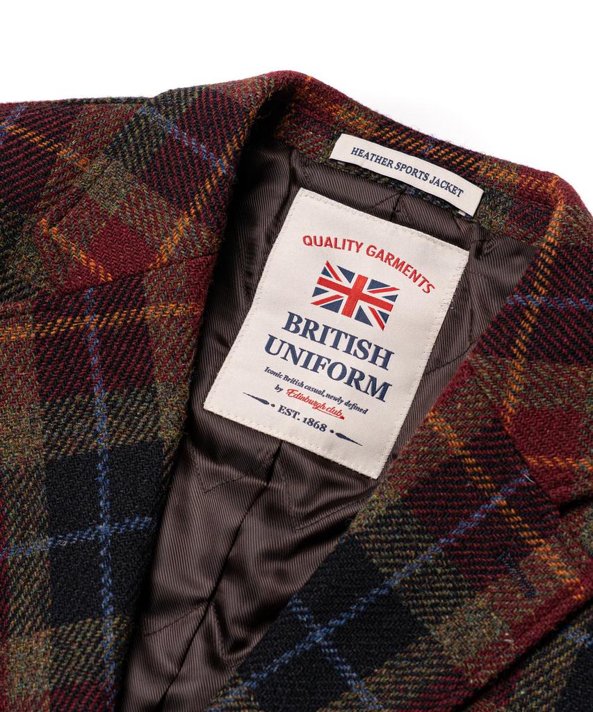 Edinburgh Club Harris Tweed Checked 3 Button Jacket [Wine]