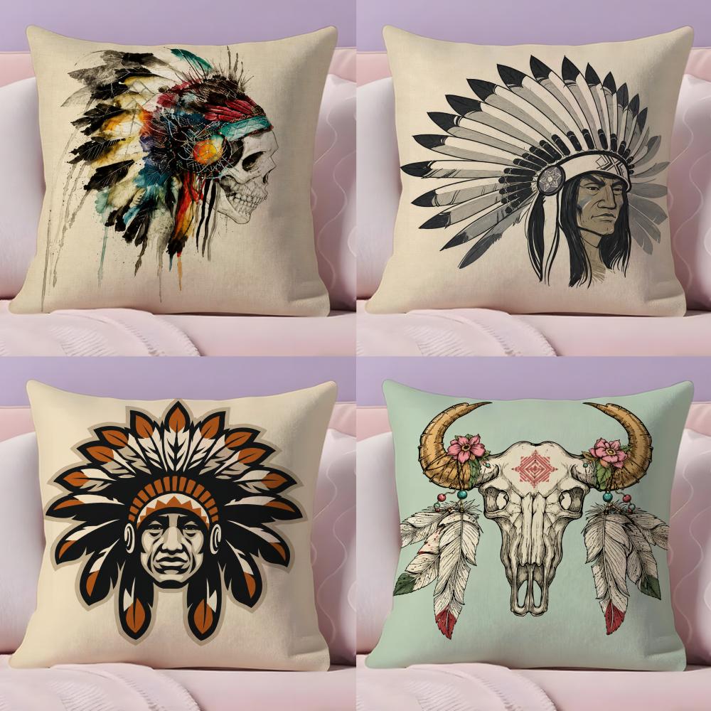 Indians Printed Cushion Cover Soft Short Plush DoubleSided Printing Home Decor Machine Washable Pillow Case Gift