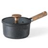 CAROTE Cosy-Black Series 16cm Saucepan with Lid, Induction Compatible, PFOA/PFOS Free, Marble Coating, Non-Stick, Easy To Clean, Perfect for Frying an