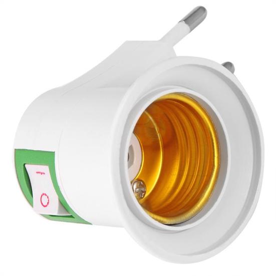 E27 EU Plug Lamp Light Holder Базовая розетка Адаптер конвертера с переключателем управления