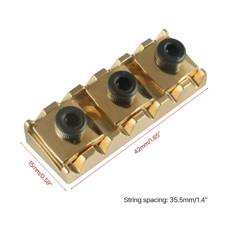 Guitar Lock Nut Electric Guitar Metal String Locking Nut with Mounting Screws and Wrench for Tremolo Bridge Lock System