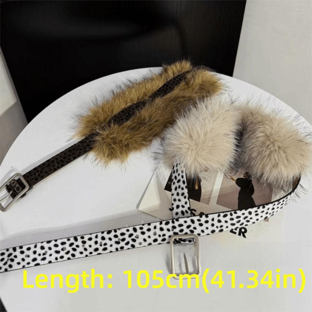 Faux Fur PU Leather Belt Leopard Y2K Waist Belt Sexy Vintage Waistband  Waist Accessory