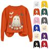 Women's Fashionable Casual Long-sleeved Halloween Printed Round-neck Top