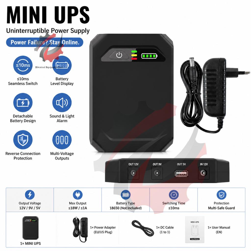 Portable Emergency UPS Power Bank without Battery DC USB 5V/9V/12V Output Anti‑Reverse Protection Uninterruptible Power Supply