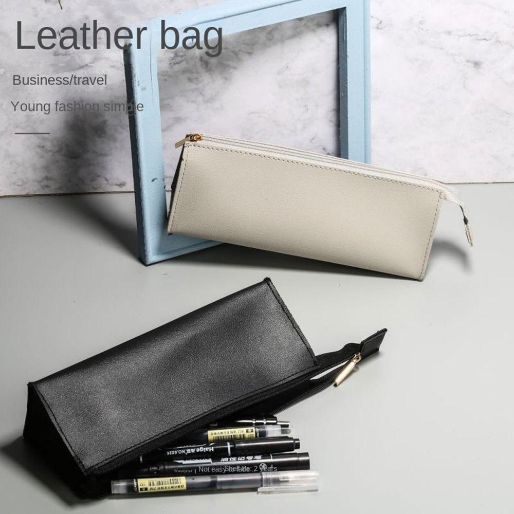 Подставка для канцелярских принадлежностей Сумка для хранения ручек Кожаный пенал из ПУ Модный кожаный пенал Школа