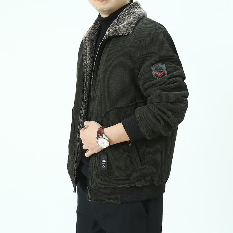 Corduroy Men's Jacket Fleece Thickened Cotton-padded Clothes Men's Youth Casual Fashion Men's Cotton-padded Clothes