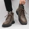Осенне-зимние высокие черные ботинки Мартин, ретро кожаные повседневные мужские ботинки, уличная мода, рабочие ботинки