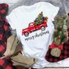 Christmas Reindeer Tshirt Loose Truck Christmas Tree Tshirt Durable Men Women Unisex Casual Tshirt Daily Travel Streetwear