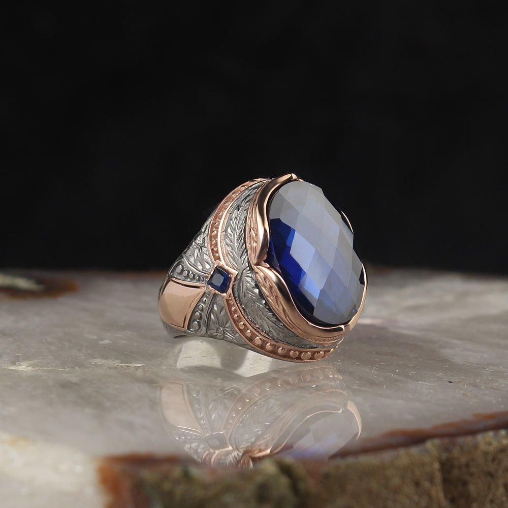 Серебряное мужское кольцо середины века 925 Серебряный аксессуар с каменным подарком мужу