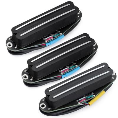 Звукосниматели-хамбакеры Musiclily Pro Ceramic с Super Distortion и комплектом для бриджа для электрогитары Strat, рельсы из черного хрома, ST-DPHC, одинарный размер для грифа,