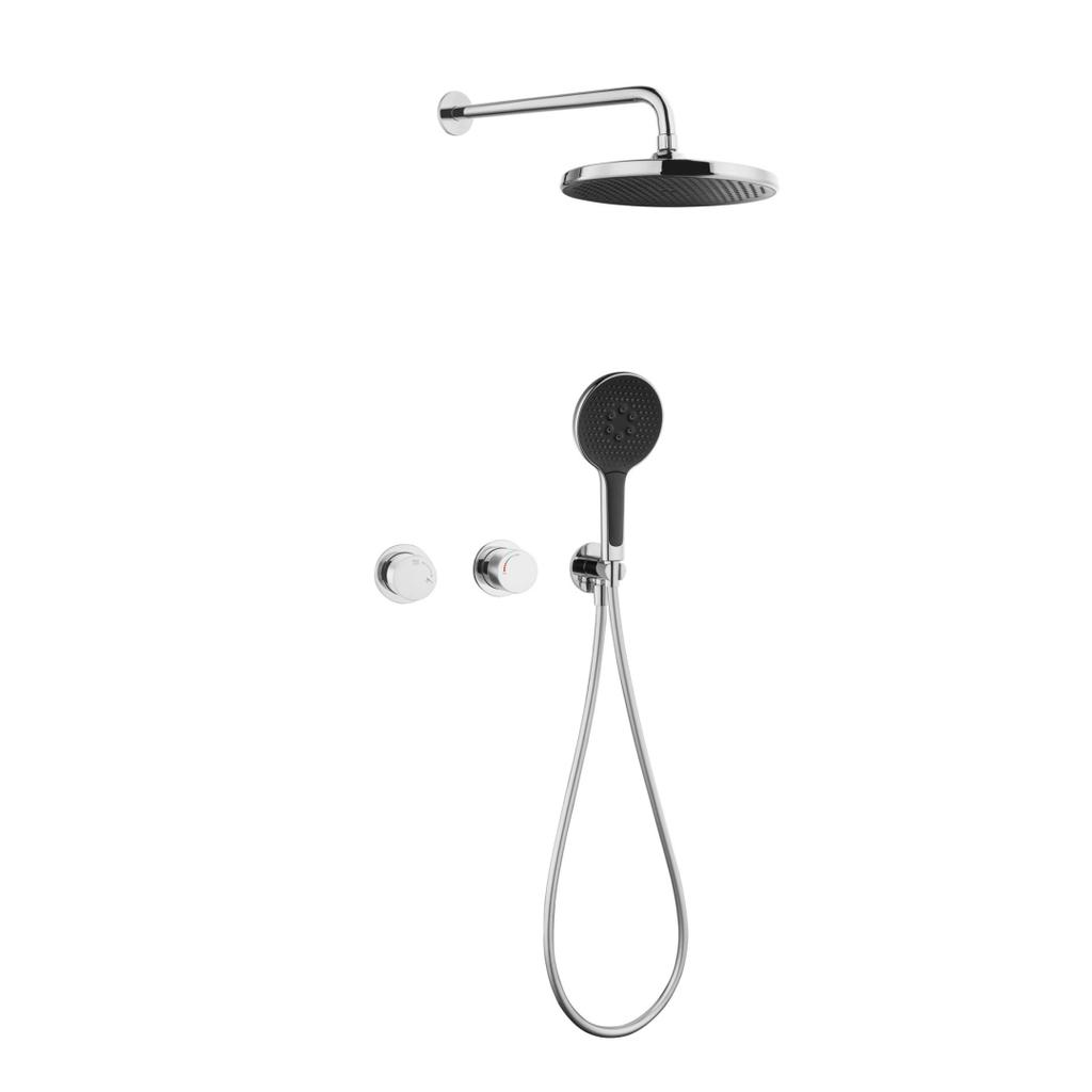 Brushed Gold Bathroom Shower Faucet Wall Mounted Grey Bathroom Shower Mixer Tap Brass Brass Bath Shower Faucet Hand shower Head