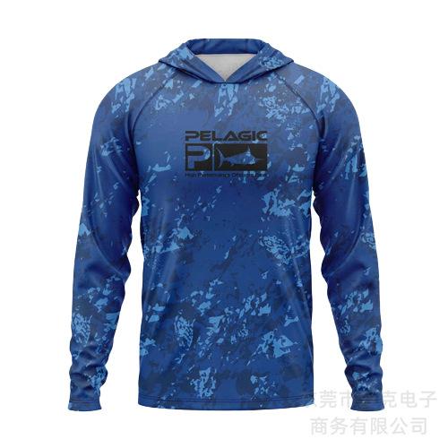 Pelagic fishing clothing summer camouflage sunscreen clothing breathable hooded fishing sportswear quick-drying T-shirt available