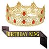 Men's Round Crown Birthday King Sash Birthday Party Decoration Metal Headwear