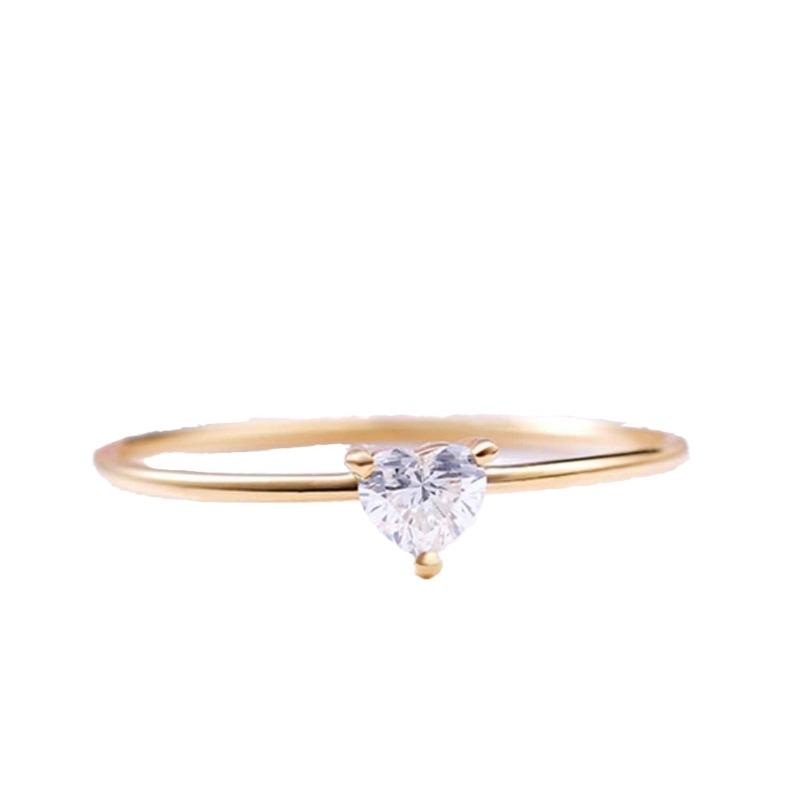 Fashion Light Luxury Niche Women'S Fine Ring Copper Inlaid Zircon Personalized Simple Heart-Shaped Versatile Ring
