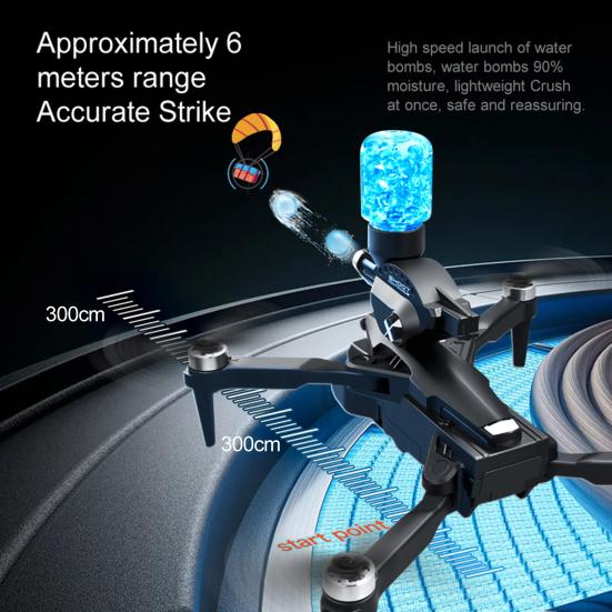 Дрон с дистанционным управлением 2,4 ГГц с тремя 8K камерами, бесколлекторным двигателем, для аэрофотосъемки, запускающий водяные бомбы, детский/взрослый RC квадрокоптер, игрушка